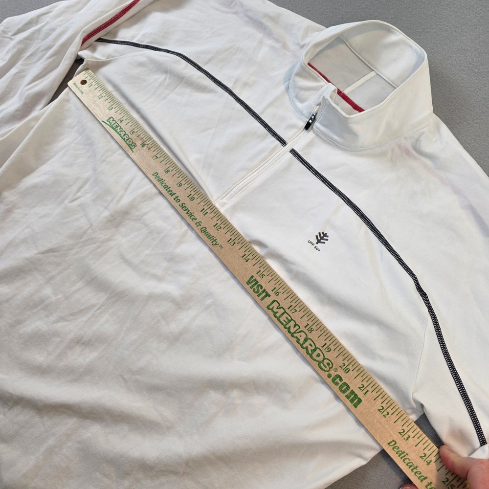 Coolibar Mens XL White UPF 50+ Quarter Zip Popover Sun Shirt Long Sleeve Active - Picture 10 of 11